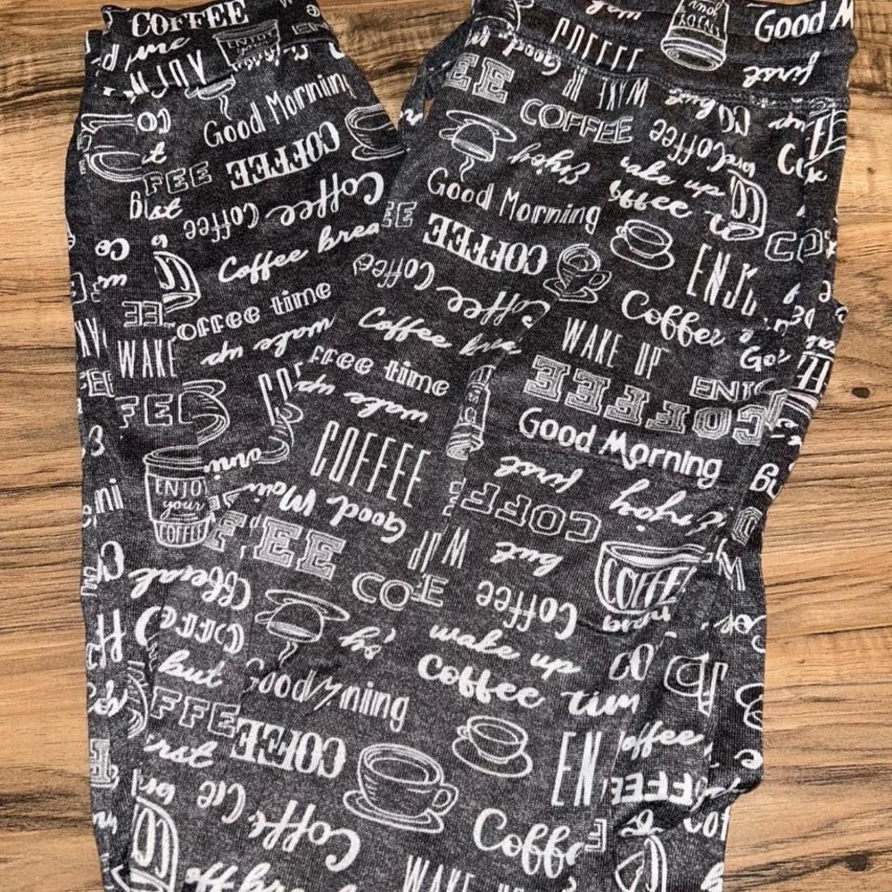 Secret Treasures Womens Gray Knit Coffee Print Jogger Pajama Bottoms, Medium